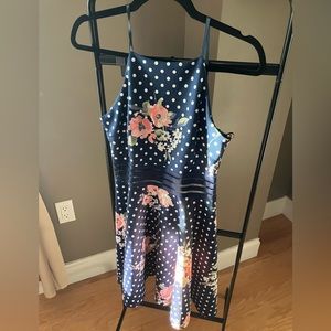 CITY STUDIO Womens Navy Polka Dot Sleeveless Halter Short Party Fit+Flare Dress